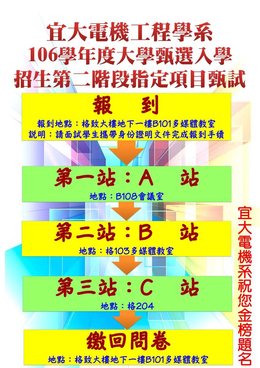 本系 106學年度大學甄選入學個人申請 口試分組及甄試時間表